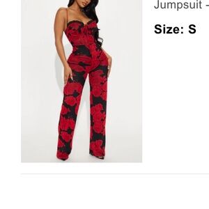 Elegant Red and Black Jumpsuit